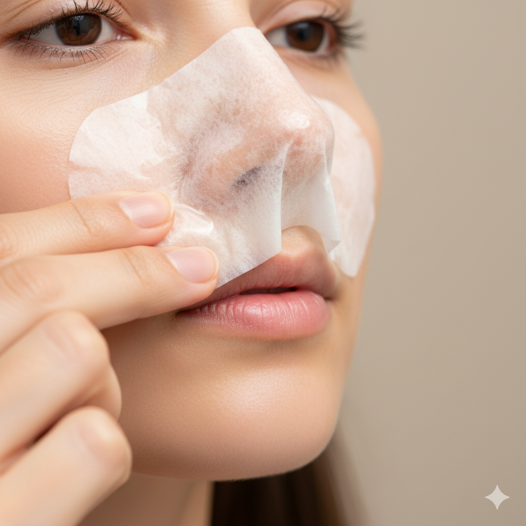 ब्लैकहेड्स रिमूवल के लिए अंडे का सफेद भाग और टिश्यू पेपर: एक कटोरे में एग व्हाइट और एक भूरे अंडे को एक सफेद नैपकिन पर लकड़ी के बोर्ड पर रखा गया है।